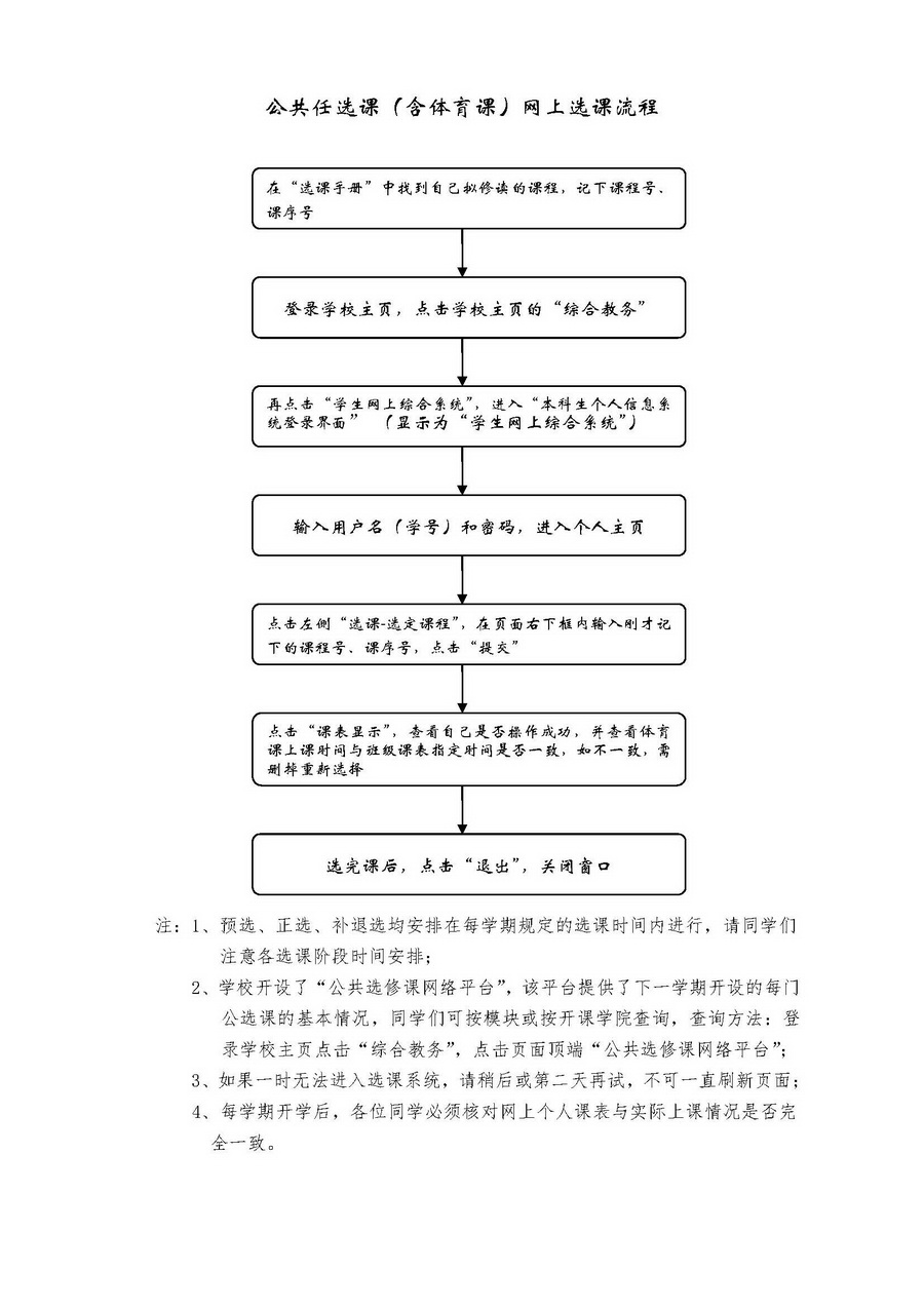 208公共任选课含体育课网上选课流程